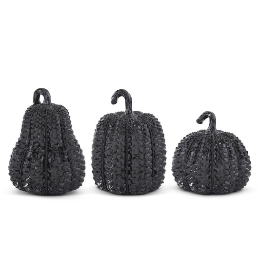 Black Glossy Embossed Pumpkins (Various Styles)