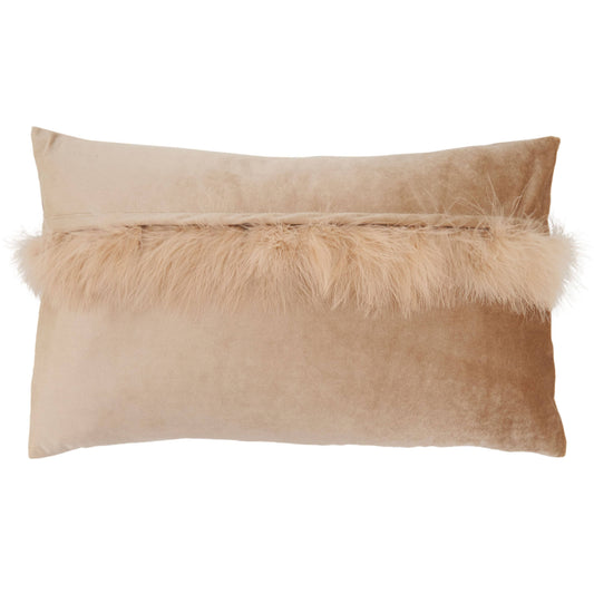 Champagne Velvet + Faux Fur Pillow, 12" x 20"