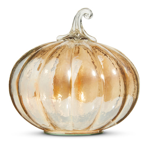 8.5" Glass Pumpkin, Brown/Orange