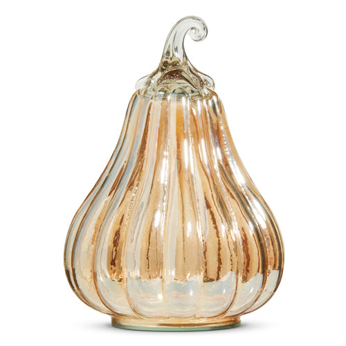 8.75" Glass Pumpkin, Brown/Orange