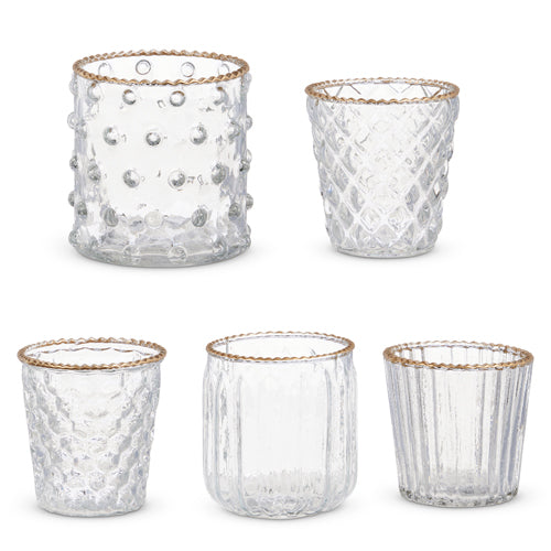 Gold Rim Glass Votives (Various Styles)