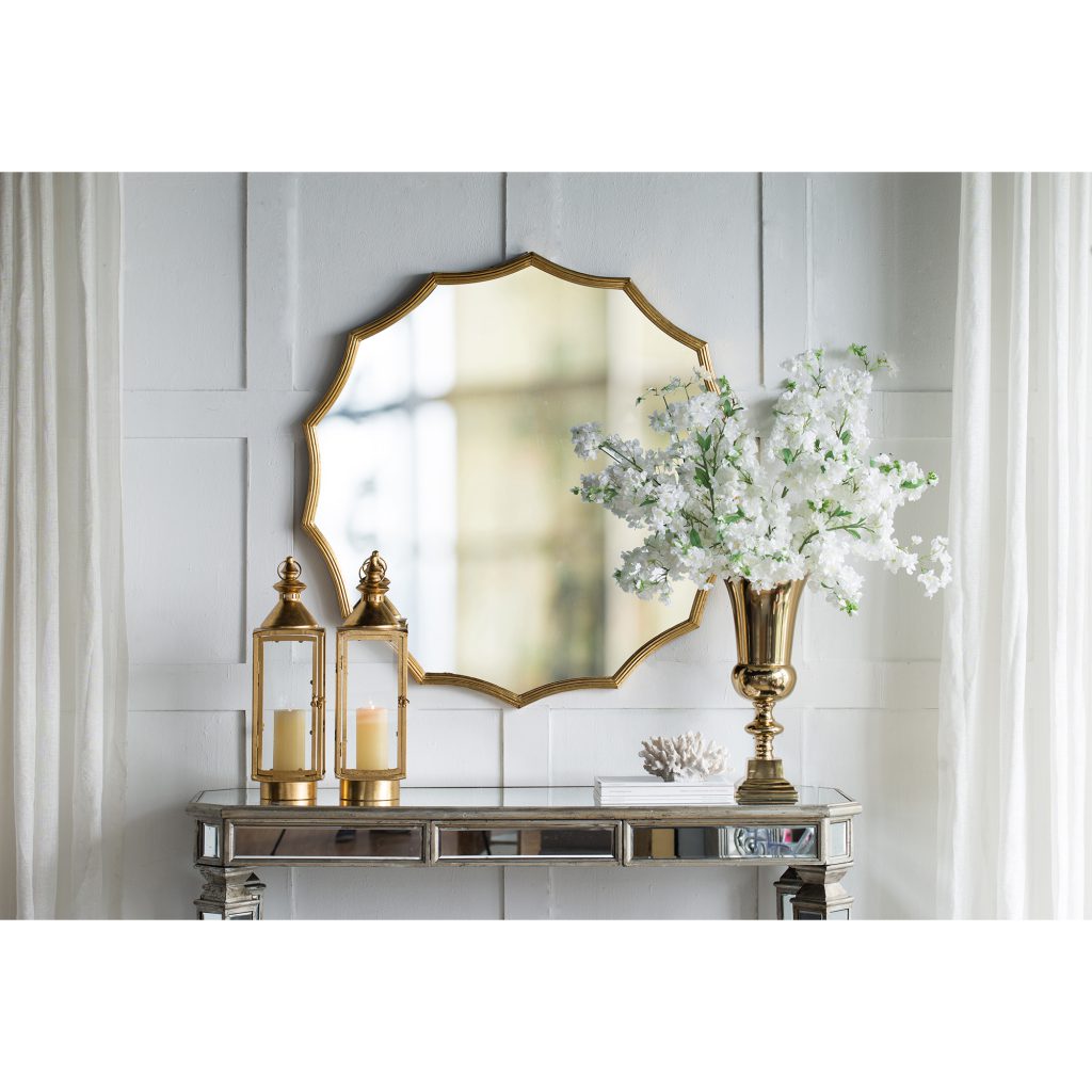 Gold Round Scalloped Wall Mirror