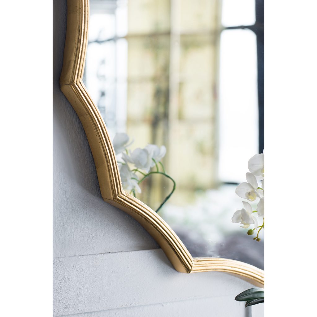 Gold Round Scalloped Wall Mirror