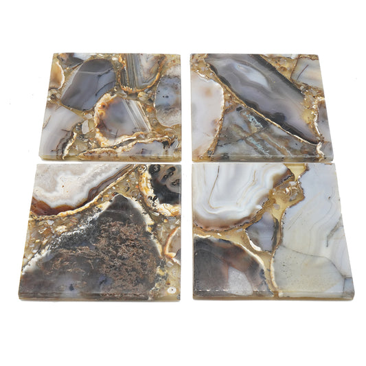 Grey Agate Coaster, Set of 4