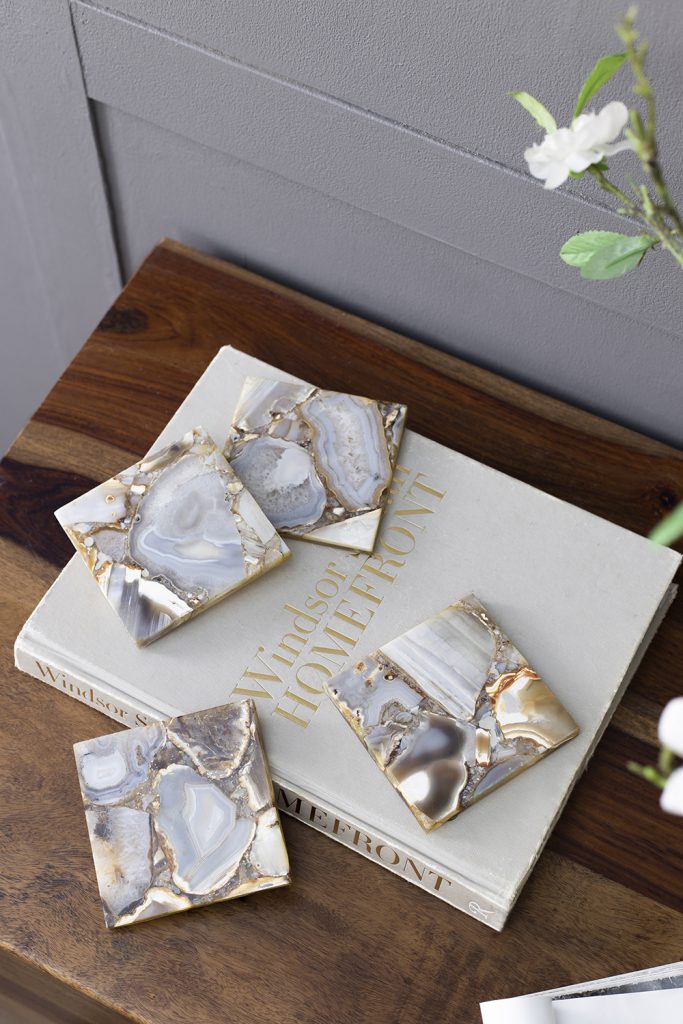 Grey Agate Coaster, Set of 4