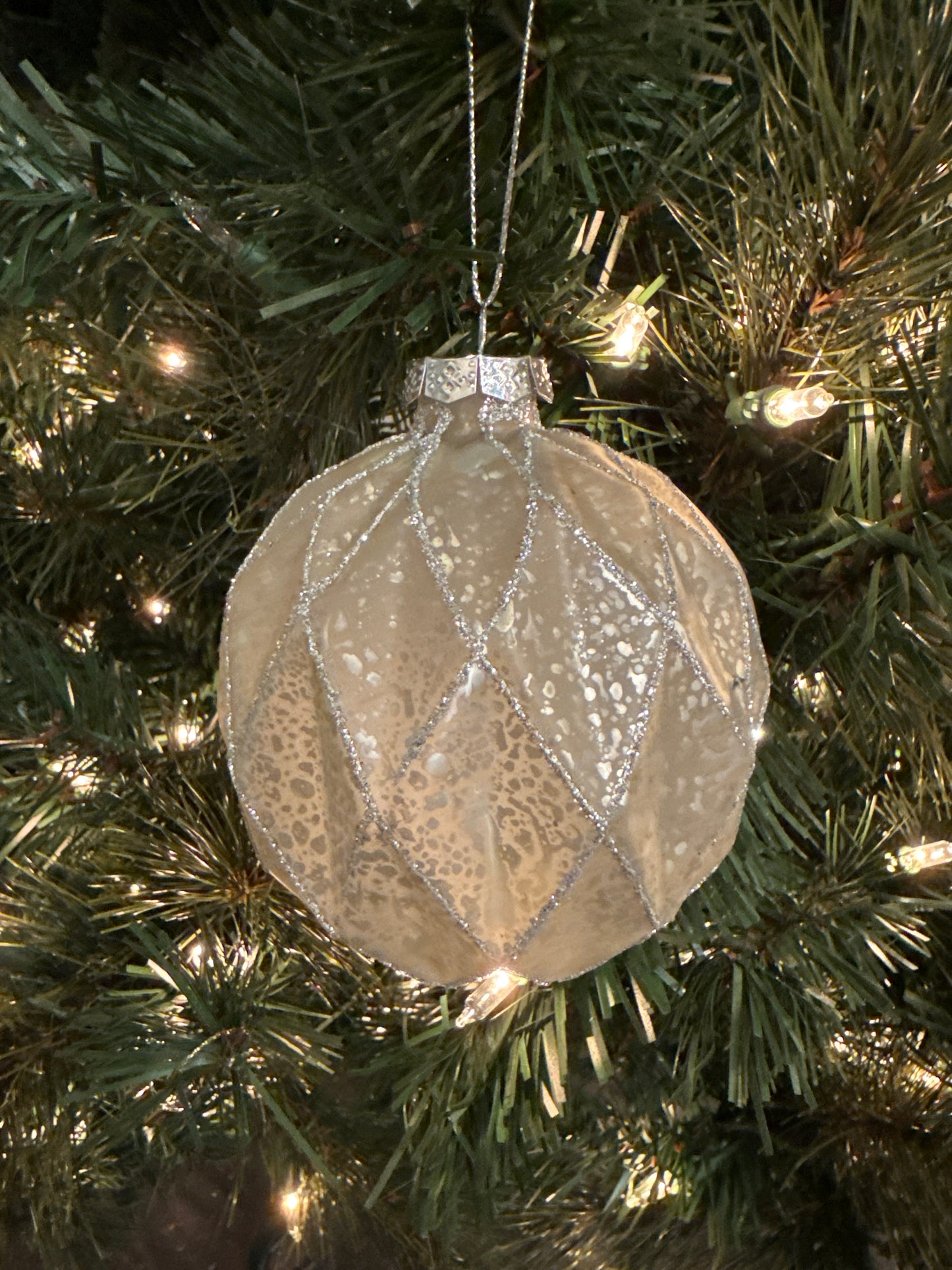 100MM Molded Glass Ball Ornament, Silver