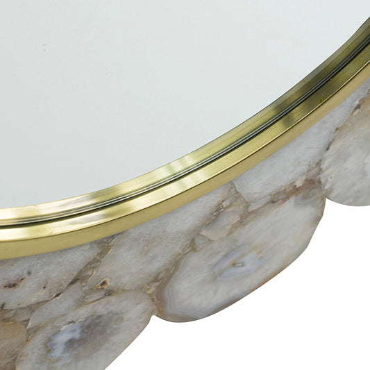White Agate Flower Mirror