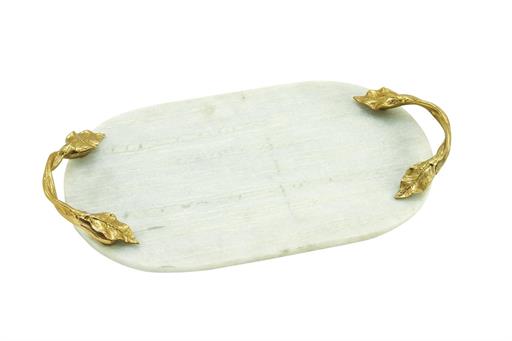 Marble Tray with Gold Twisted Leaf Handles