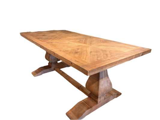 Addison 7' Parquet Dining Table, Natural Finish