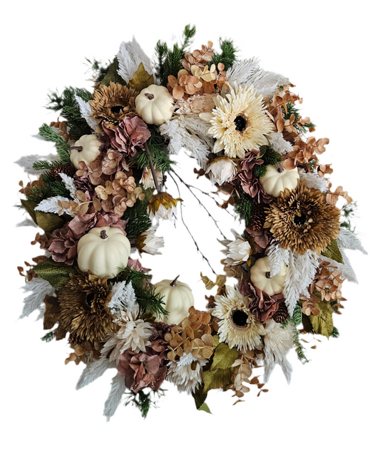 Coffee and Cream Fall Wreath