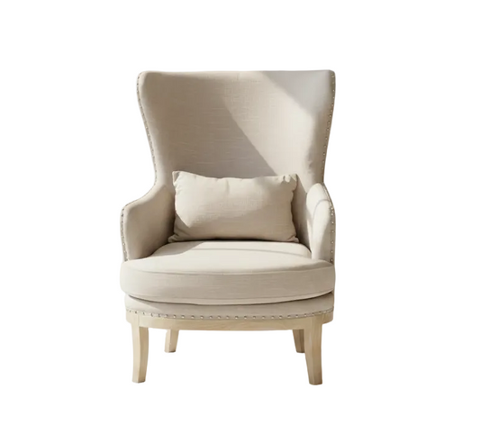Kirsten Exposed Frame Linen Accent Chair, with Pillow
