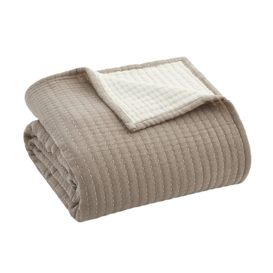 Caden Cotton Muslin Throw, Taupe