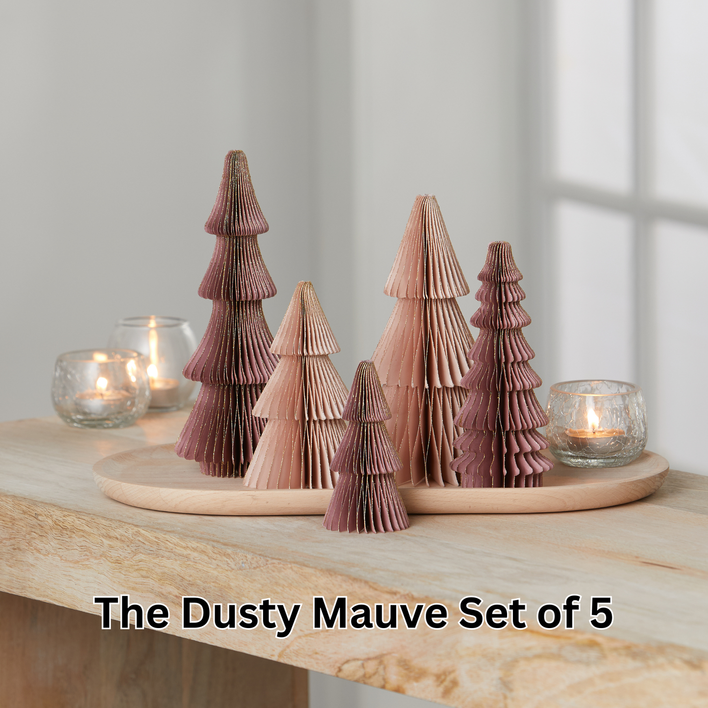 Honeycomb tree & ornaments, festive charm, nostalgic: Set 3 Dusty Mauve