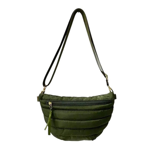 The Blake | Crescent Puffer Sling Bag | 14 Colors: Olive