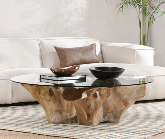 Willow Teak Wood Coffee Table, Natural