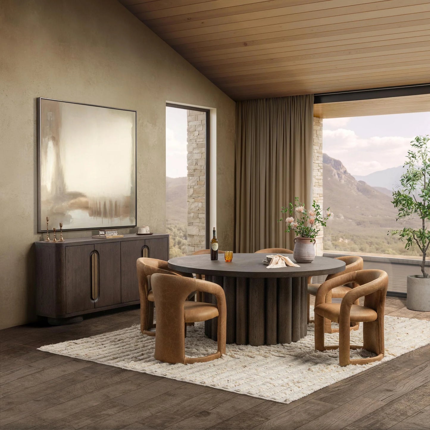 Tiber 4 Door Buffet, Toasted Brown