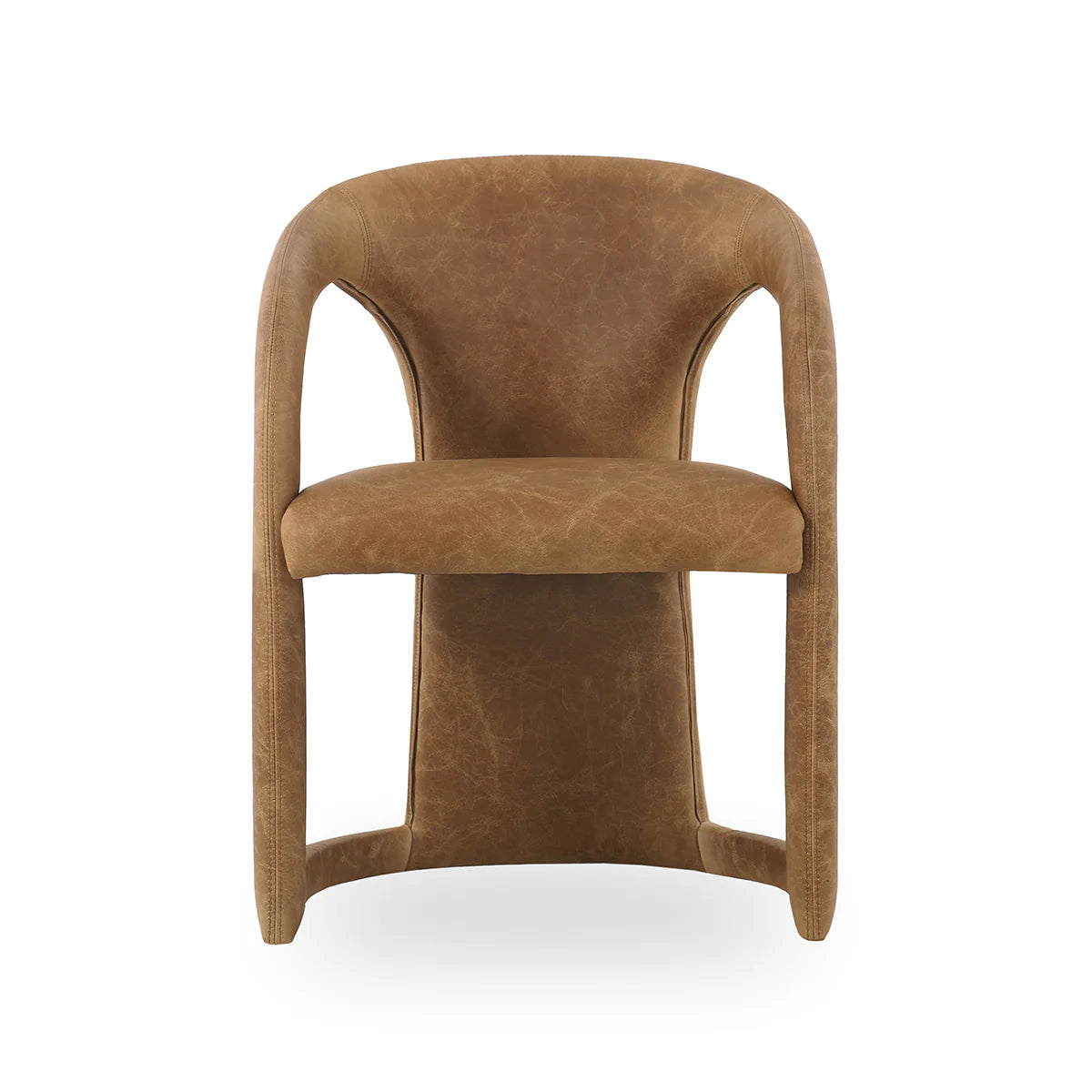 Archie Distressed Leather Dining Chair, Maple Brown