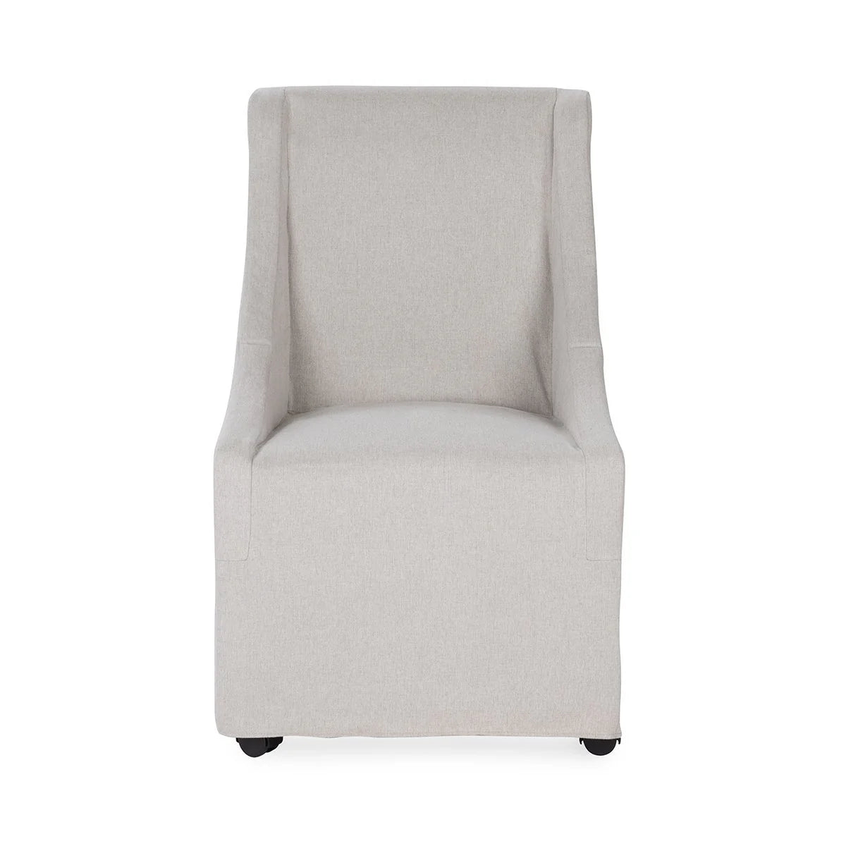 Warwick Upholstered Rolling Dining Chair, Stone Beige