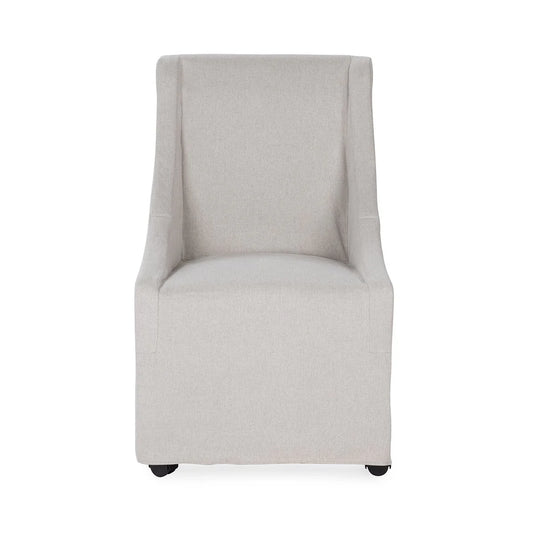 Warwick Upholstered Rolling Dining Chair, Stone Beige