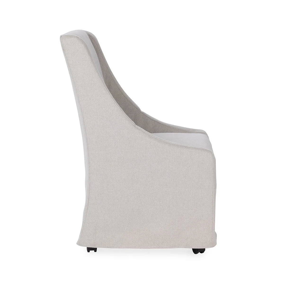 Warwick Upholstered Rolling Dining Chair, Stone Beige