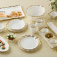 Scalloped White & Gold Dinner Plate 11"