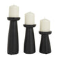 Black Wooden Candleholders, Set of 3