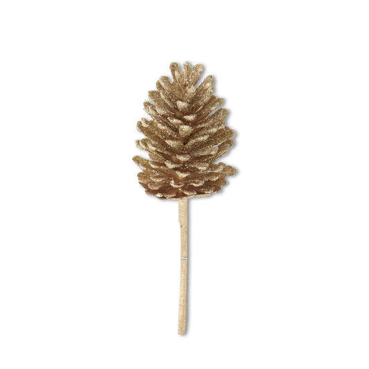 12.5" Gold Glitter Pinecone Pick