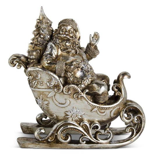 Antique Silver Santa in Sleigh