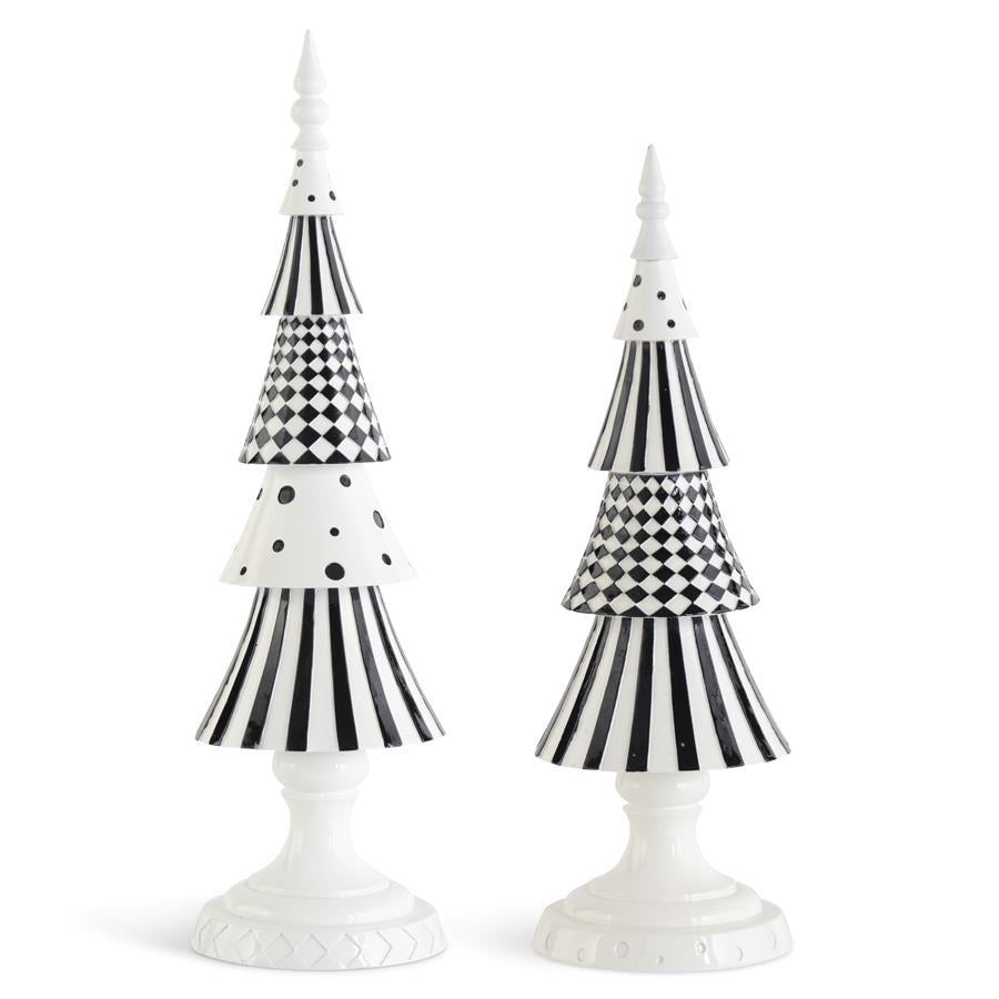 Black/White Dot Check Striped Trees (Various Sizes)