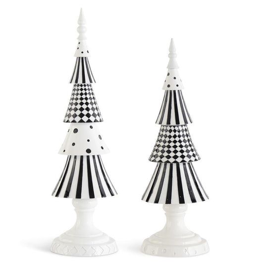 Black/White Dot Check Striped Trees (Various Sizes)
