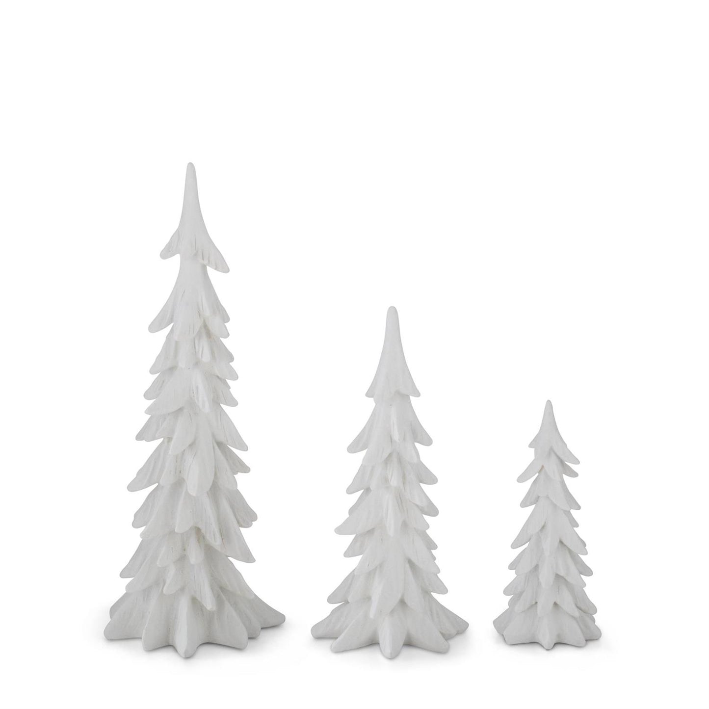 S/3 White Velvet Christmas Trees
