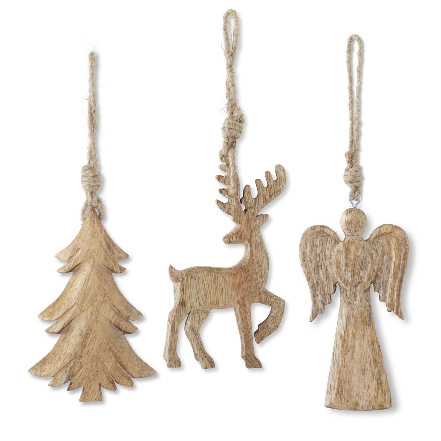 Assorted Mango Wood Ornaments (Various Styles)