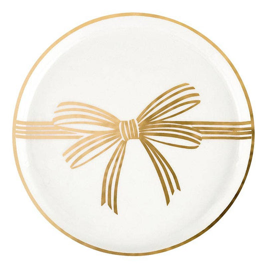 Metallic Gold Bow Trinket Tray