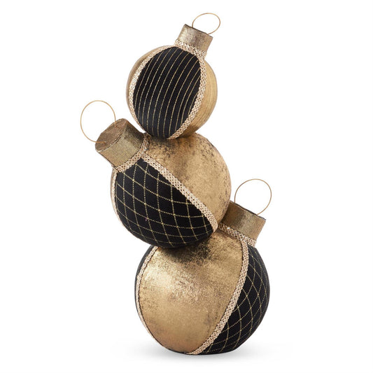 Black Velvet w/ Gold Trim Tabletop Stacked Ornaments