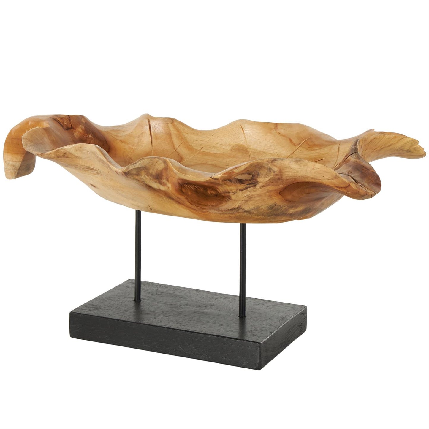 Teak Wood Floating Leaf Sculpture