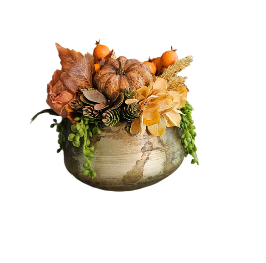 Fall Centerpiece With Orange Sedum