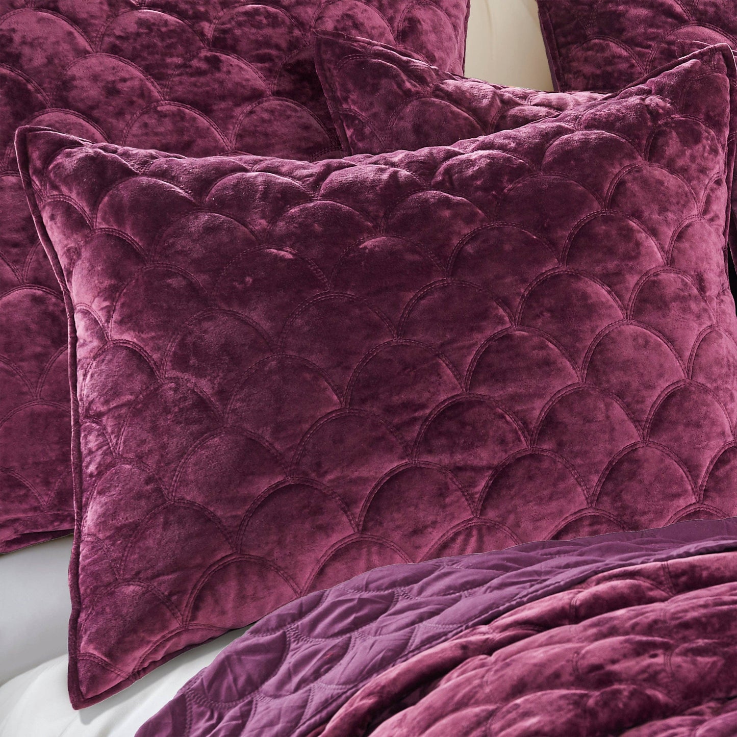 Ellora Plum Velvet Quilt, Queen