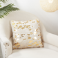 18" Foil Print Faux Cow Hide Pillow, Ivory