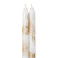 12" Pure White w/ Gold Decorative Taper Candles (Pack of 2)