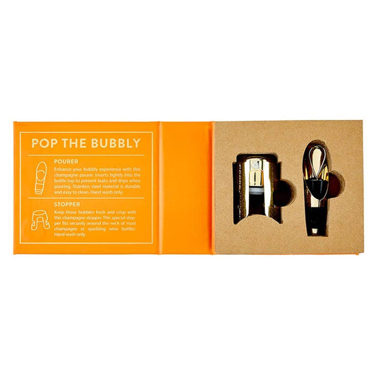 Champagne Stopper + Pourer Book Box: But First, Prosecco