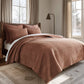 Taupe Queen Velvet Stitch Quilt Set