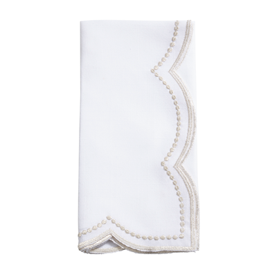 Embroidered Polka Dot Napkin w/ Scalloped Border