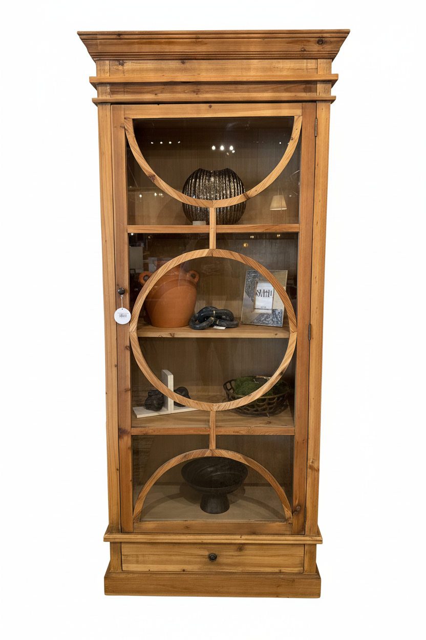 Alex Solid Elm and Glass Display Cabinet