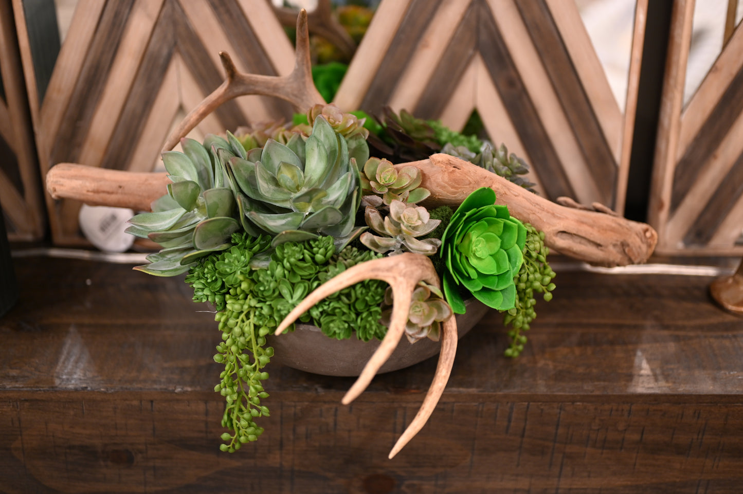 Antler And Succulent Centerpiece