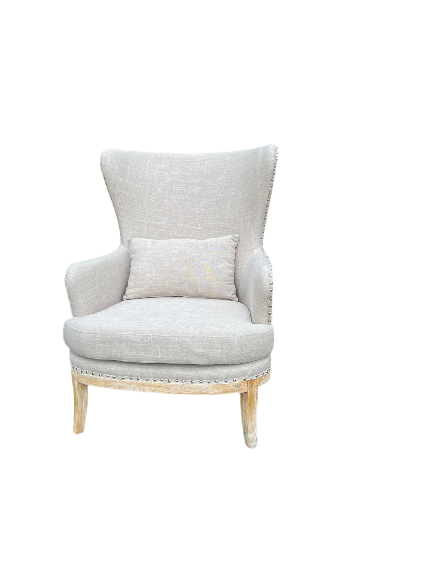 Kirsten Exposed Frame Linen Accent Chair, with Pillow