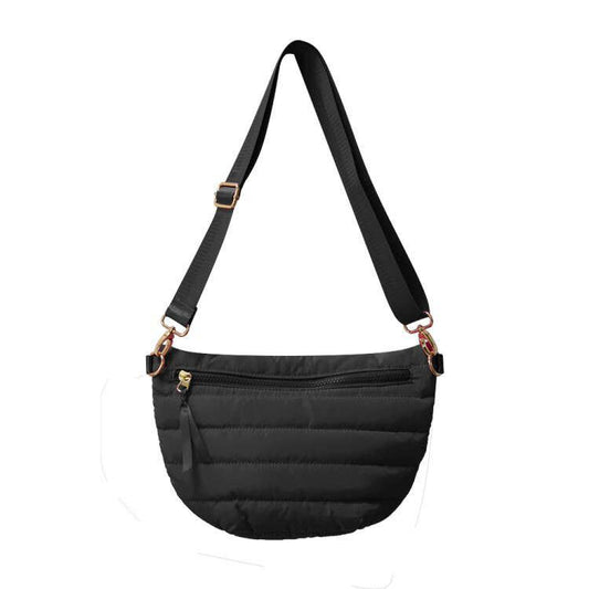 The Blake | Crescent Puffer Sling Bag | 14 Colors: Black