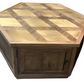 Gold Metal & Solid Wood Hexagon Table