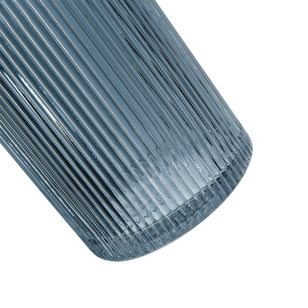 Fluted Clear Geo Blue Vase