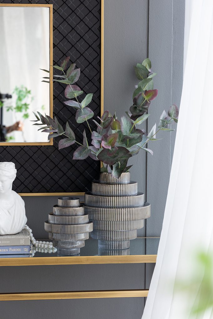 Tiered Geometric Vase, Smoked Blue (Various Sizes)