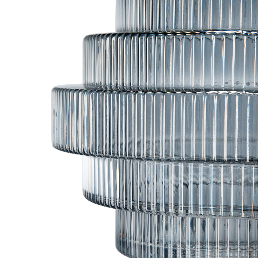 Tiered Geometric Vase, Smoked Blue (Various Sizes)
